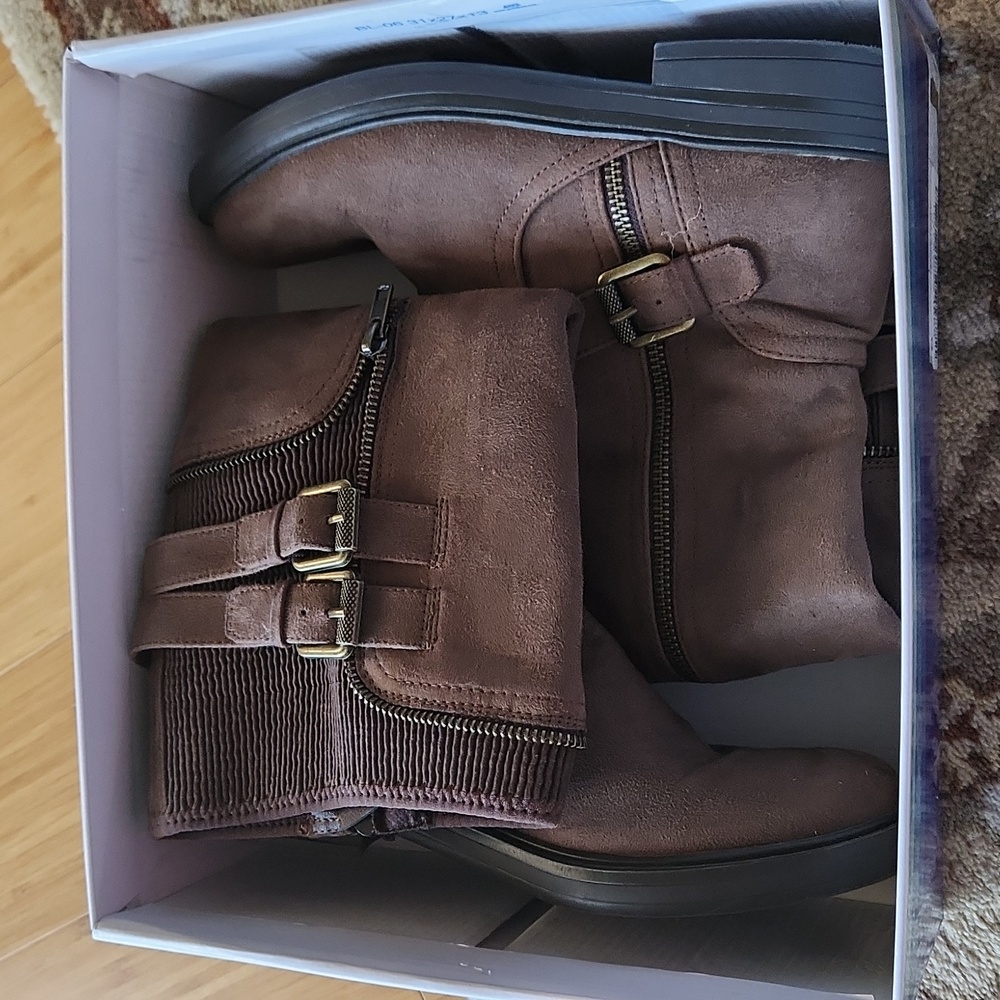 White Mountain zip boots mazed brown 8 - Picture 2 of 3